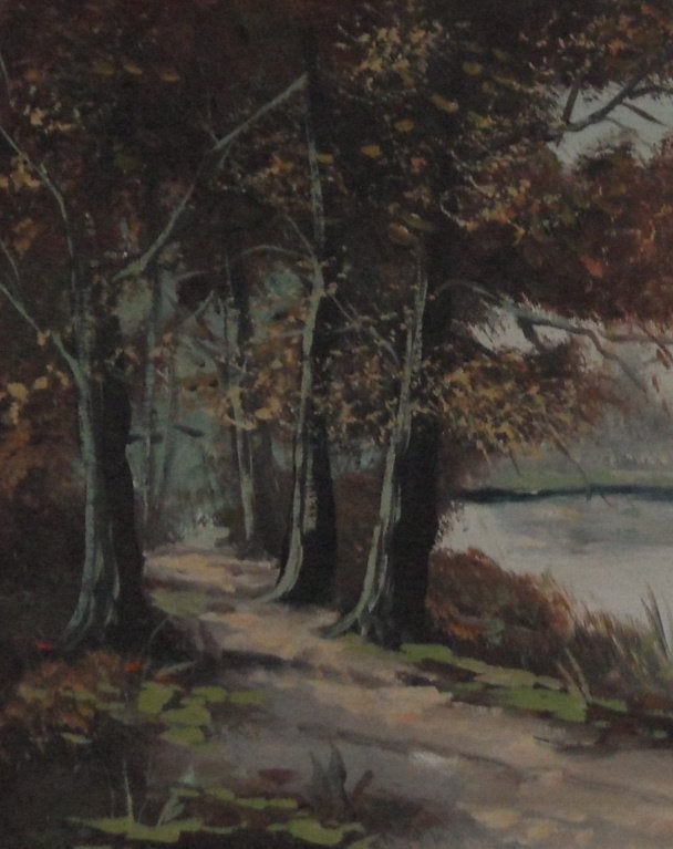 landelijk stilleven - laan met bomen - linnen doek - Verbeek, Ophalen of Verzenden