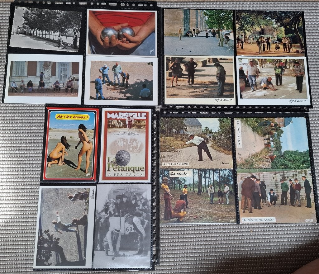 32 ansichtkaarten thema jeu de boules, Verzenden, 1960 tot 1980, Gelopen