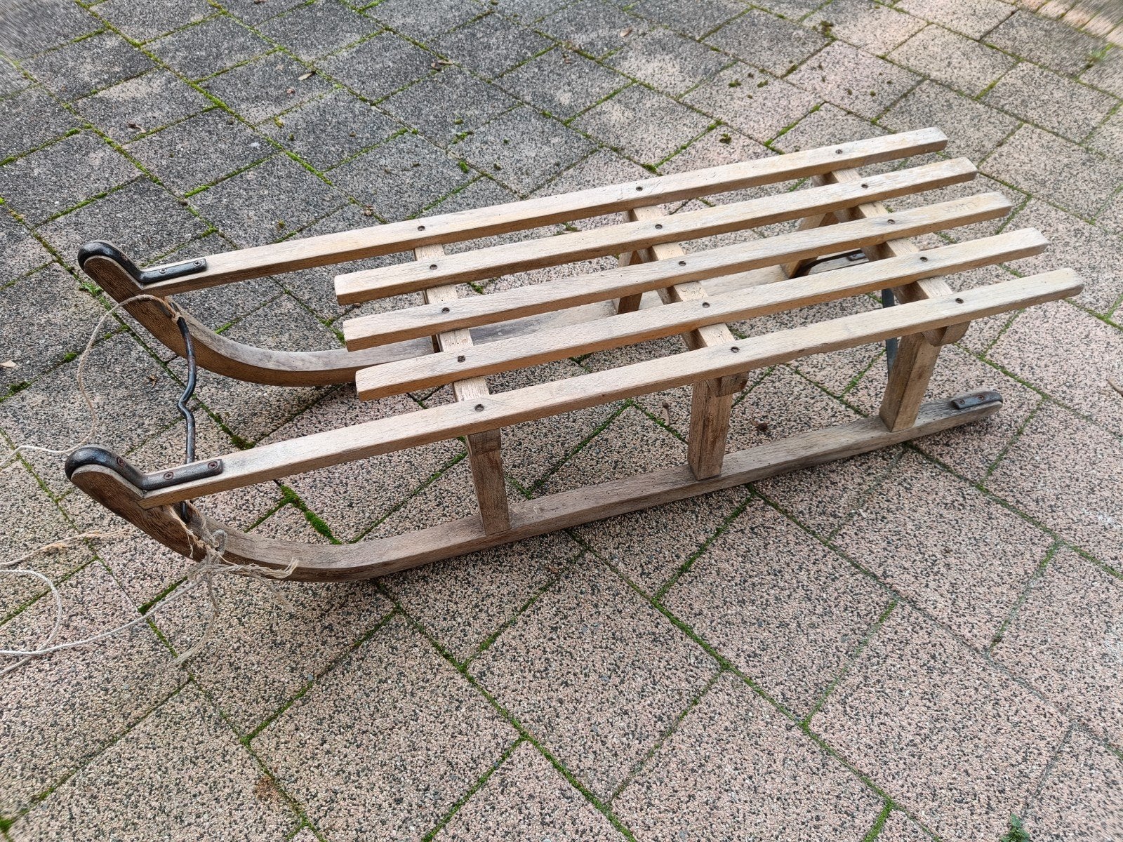 klassieke houten slee, Ophalen, Gebruikt, Hout