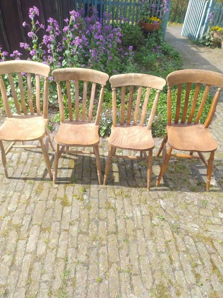 Set van 4 houten stoelen - gebruikt, Antiek en Kunst, Ophalen