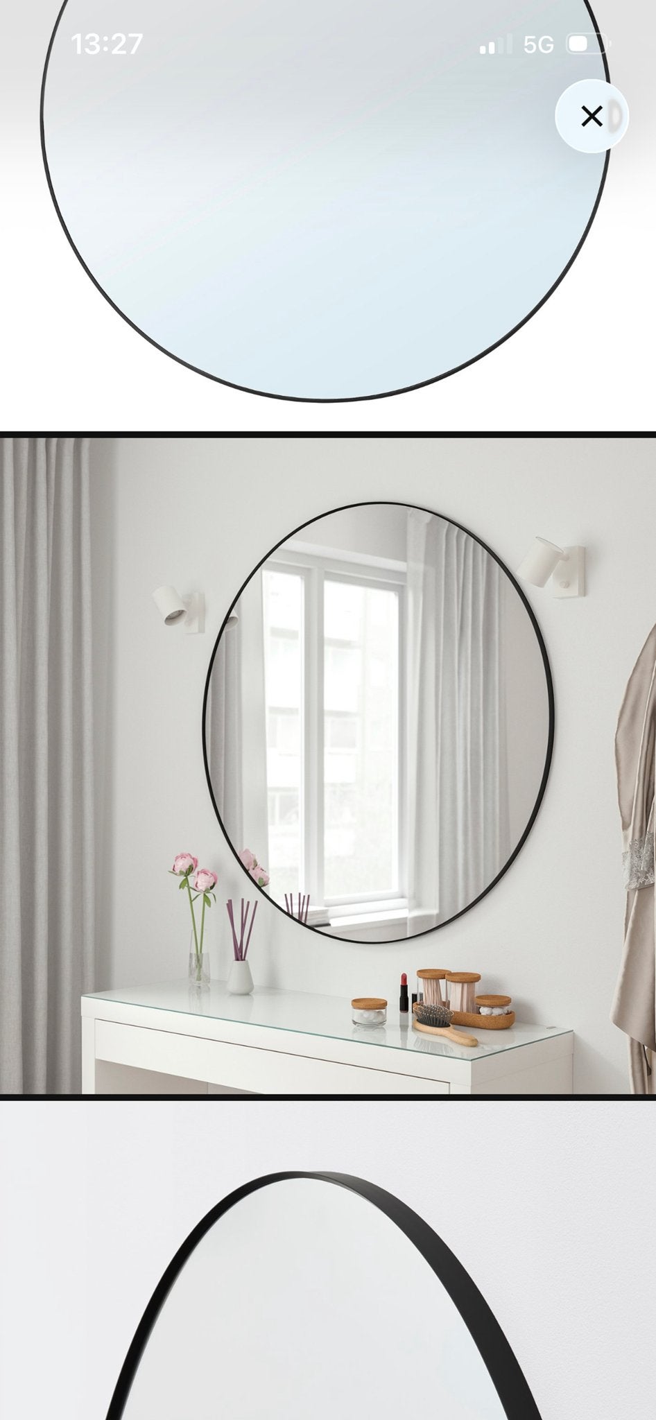 IKEA LINDBYN Spiegels set van 2 (80, 50 cm), Ophalen, 100 tot 150 cm, Rond, Zo goed als nieuw