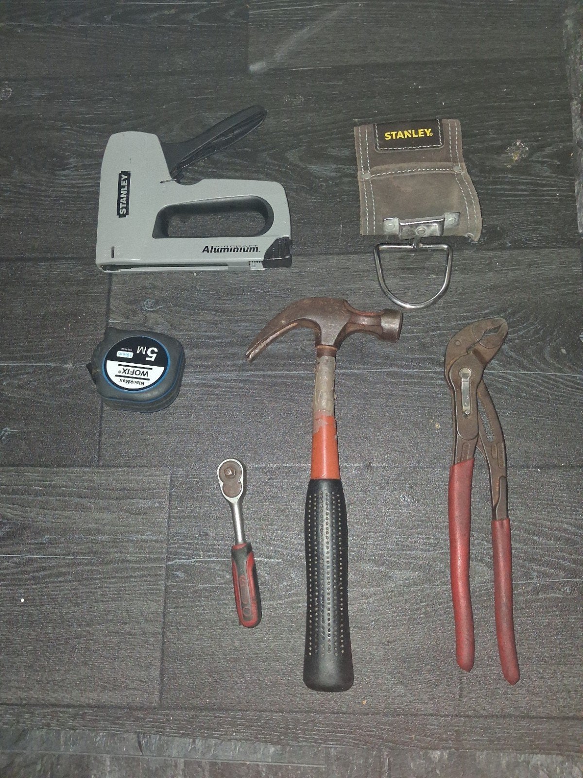 Diverse handgereedschap: hamer, tang, tacker, rolmaat, Ophalen of Verzenden, Gebruikt, Hamer, Stanley