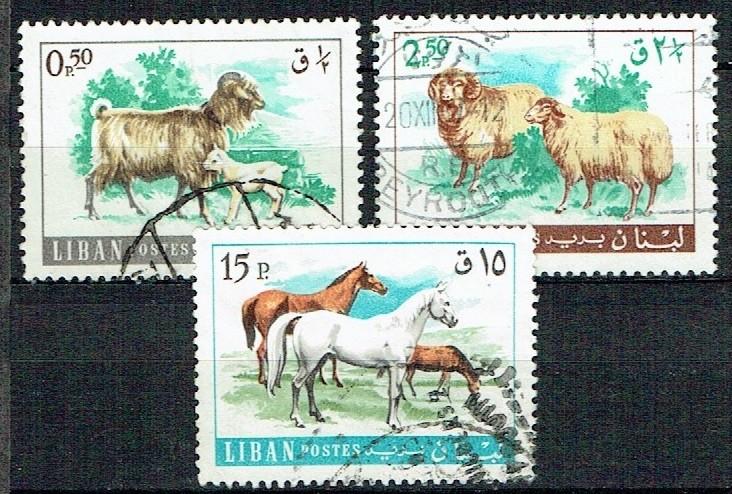 Libanon 1965 Veeteelt Schapen Paarden, Verzenden, Gestempeld, Dier of Natuur