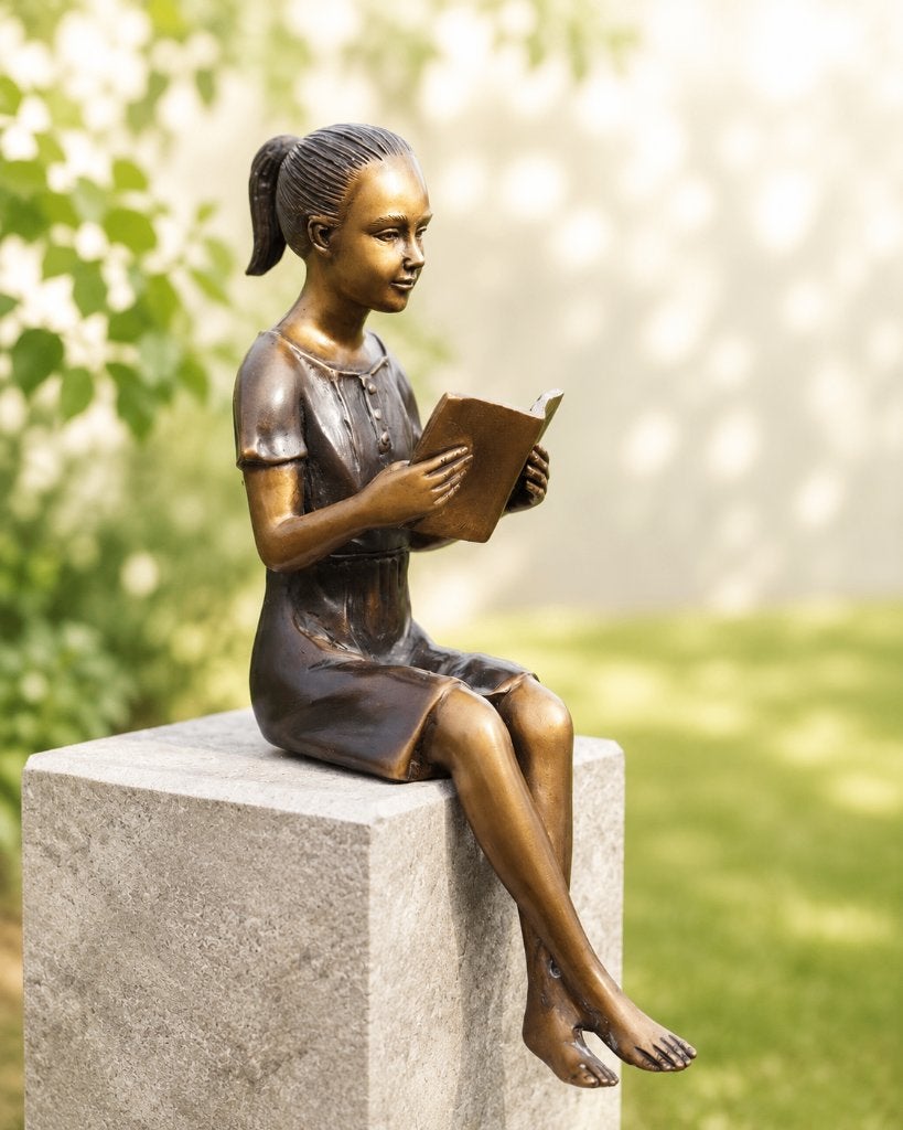LEZEND MEISJE / BRONZEN BEELD / vrouw, Ophalen of Verzenden, Brons, Beeld, Vrouw
