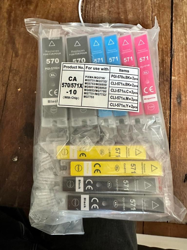 2 complete sets Canon cartridges (PGI-570 / CLI-571 XL)., Ophalen of Verzenden, Nieuw