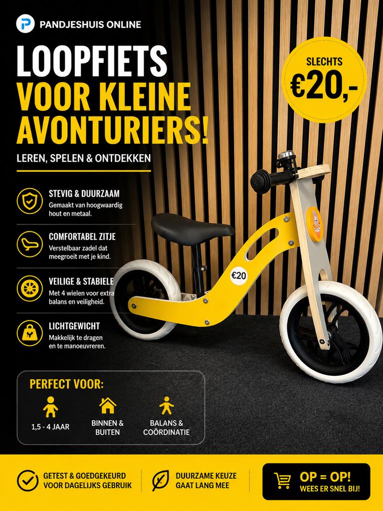 Loopfiets voor kleine avonturiers - Slechts €20!, Ophalen of Verzenden, Zo goed als nieuw, Loopfiets