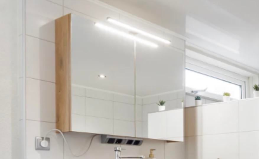 Aquazuro spiegelkast Napoli 90cm naturel eiken, Ophalen, Spiegelkast, 50 tot 100 cm, Zo goed als nieuw