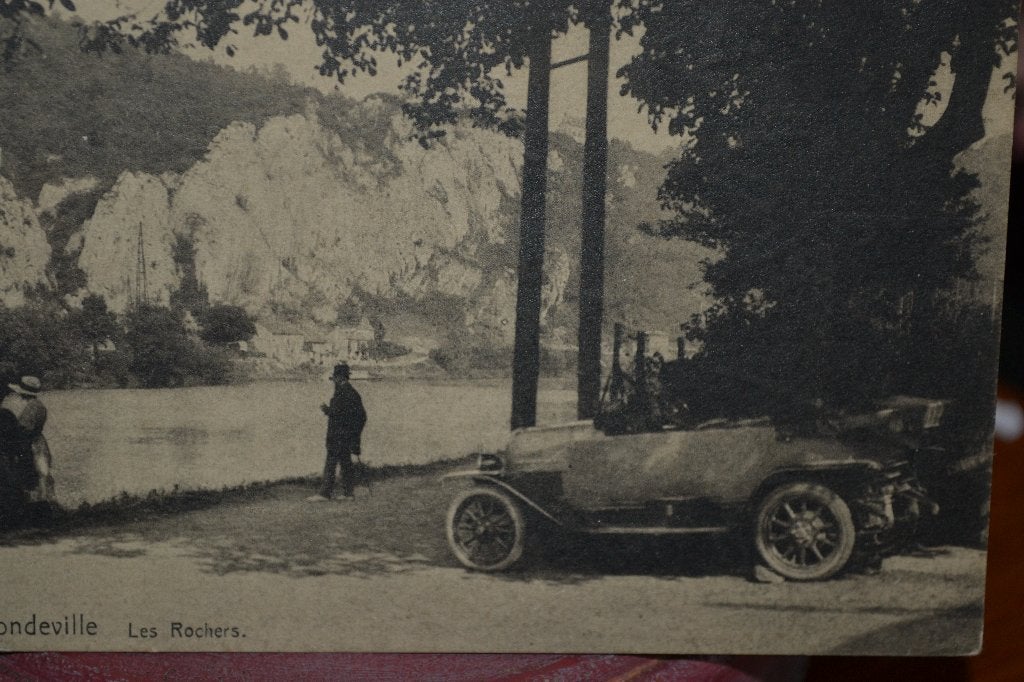 belgie 1922 antieke auto oldtimer bij water profondeville, Ophalen of Verzenden, 1920 tot 1940, Gelopen, Sterren en Beroemdheden