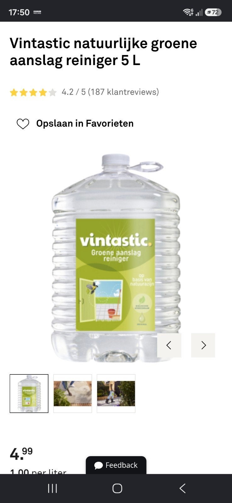 Groene aanslag reiniger 4x5 liter, Ophalen of Verzenden