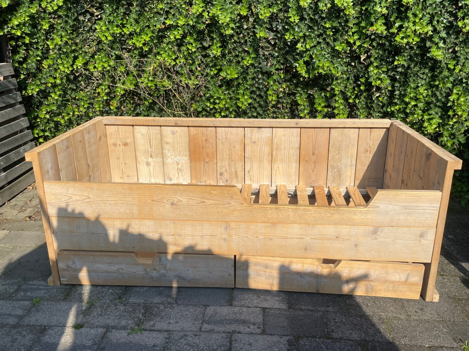 Steigerhouten bed/bank 213x98x80cm, Ophalen, 90 cm, Eenpersoons, Steigerhout