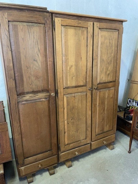 2 eiken (Slaapkamer) kasten, Ophalen, Met deur(en), Gebruikt, Eikenhout
