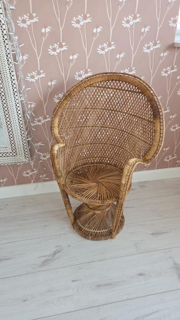 Vintage Kinder Pauwenstoel rotan/riet, Ophalen, Gebruikt, Stoel(en)
