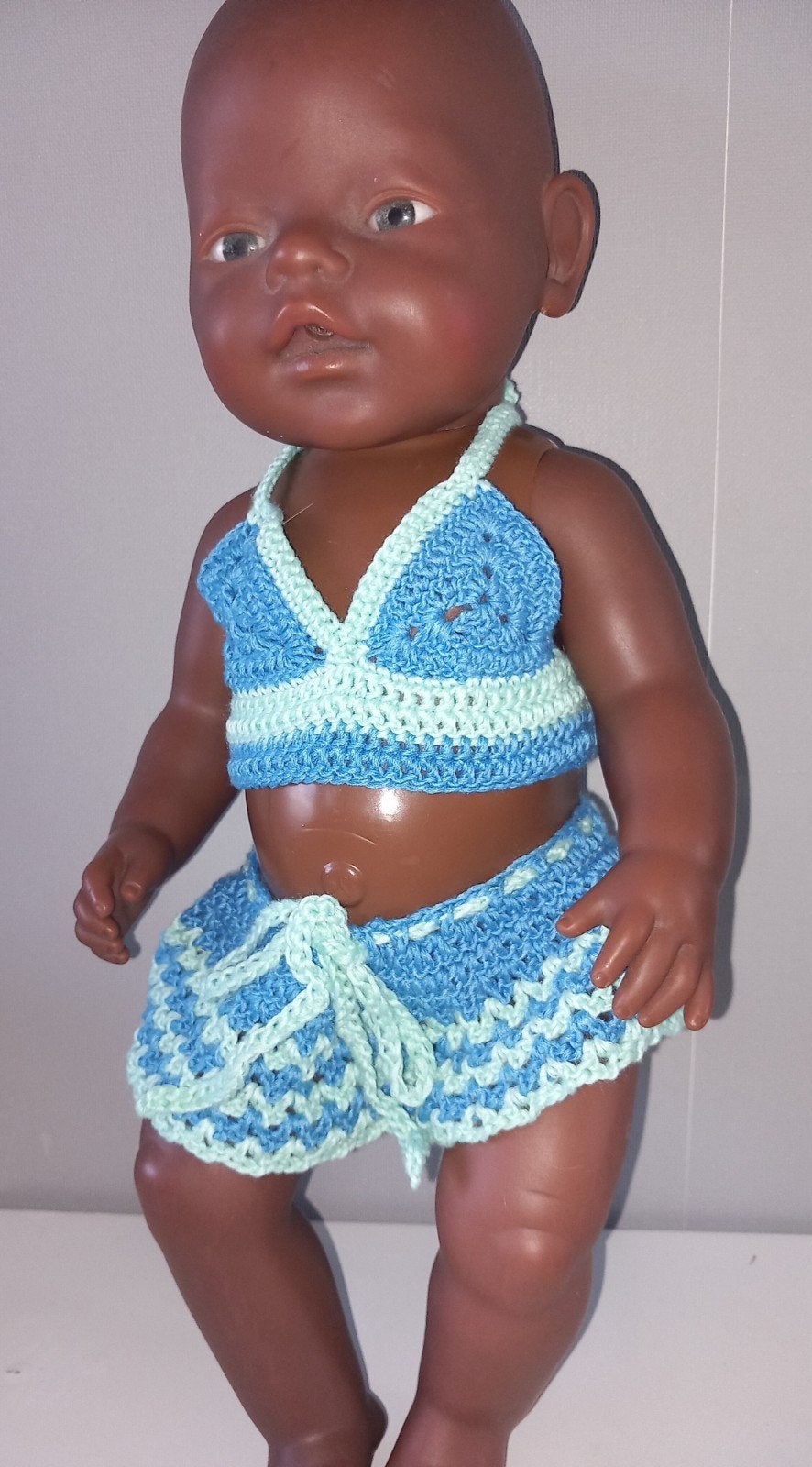 Gehaakte poppenkleding voor babypop (bikini), Kinderen en Baby's, Ophalen of Verzenden, Nieuw, Babypop