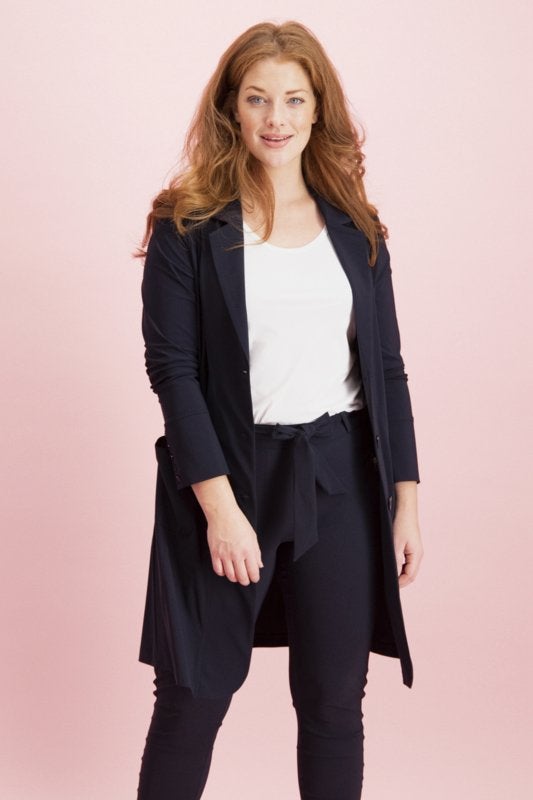 Studio anneloes sky high blazer XXL donkerblauw travelstof, Blauw, Maat 46/48 (XL) of groter, Ophalen of Verzenden, Zo goed als nieuw
