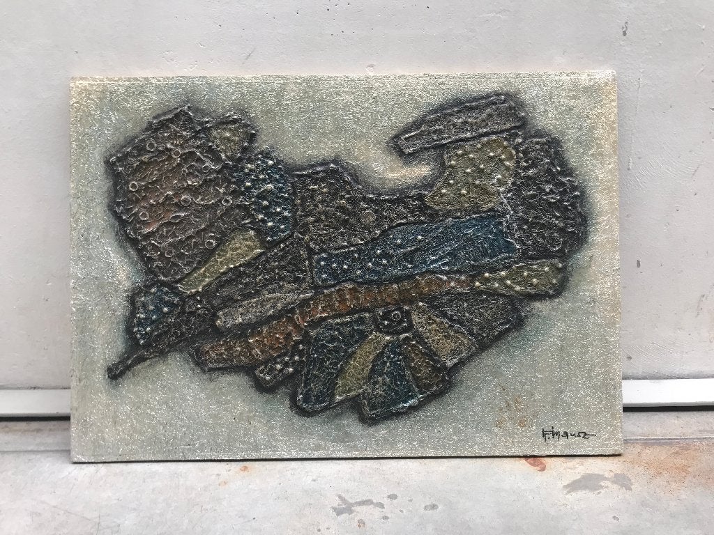 Abstract Brutalistisch kunstwerk Rudi Mausz, Ophalen