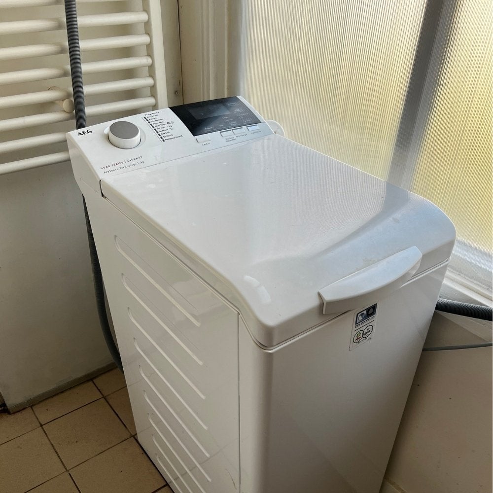 AEG Wasmachine 6000 Series Lavamat Boven lader, Ophalen, Bovenlader, Zo goed als nieuw, 85 tot 90 cm