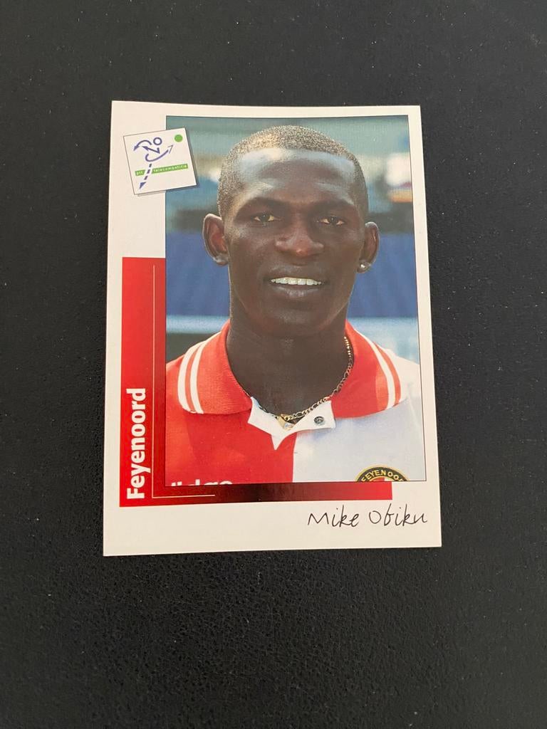 Mike Obiku - Feyenoord Rotterdam - Panini Voetbal 96, Ophalen of Verzenden, Zo goed als nieuw, Feyenoord, Poster, Plaatje of Sticker