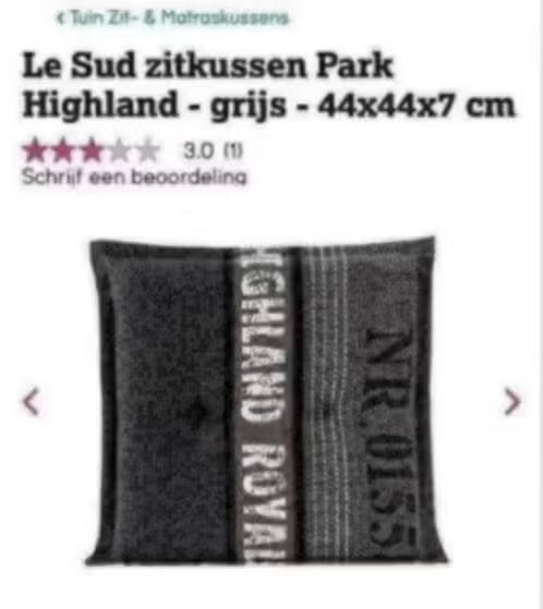 NIEUW! “Highland” zitkussen 44x44x7cm, grijs, €4,99, Ophalen of Verzenden, Nieuw, Grijs, Vierkant