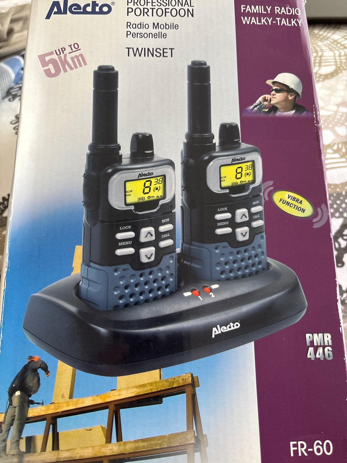 Alecto FR-60 Walkie-Talkie Twinset - Bereik tot 5 km, Telecommunicatie, Portofoons en Walkie-talkies, Zo goed als nieuw, Portofoon of Walkie-talkie