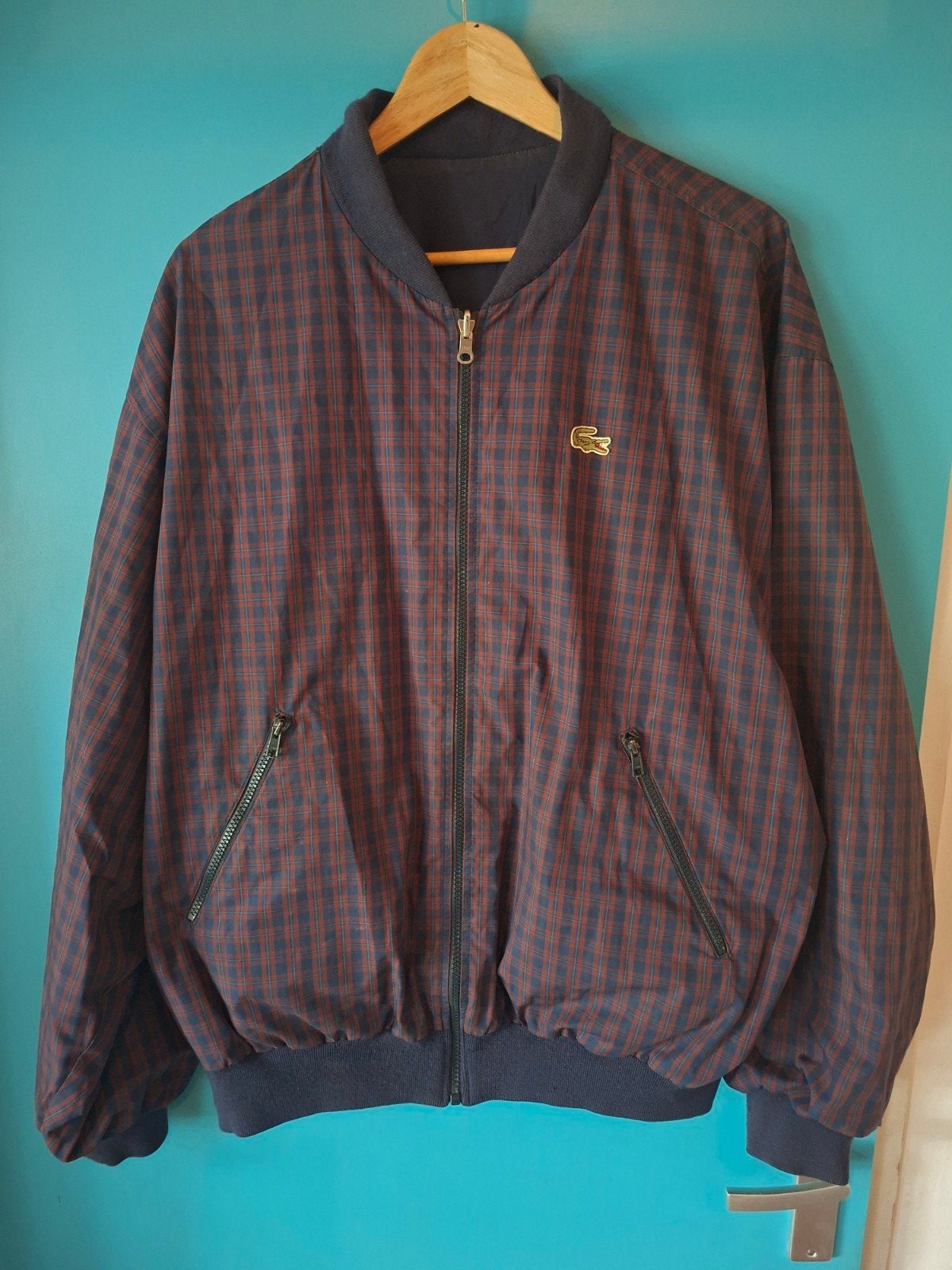 Lacoste bomberjack - omkeerbaar L, Kleding | Heren, Blauw, Lacoste, Overige maten, Ophalen of Verzenden