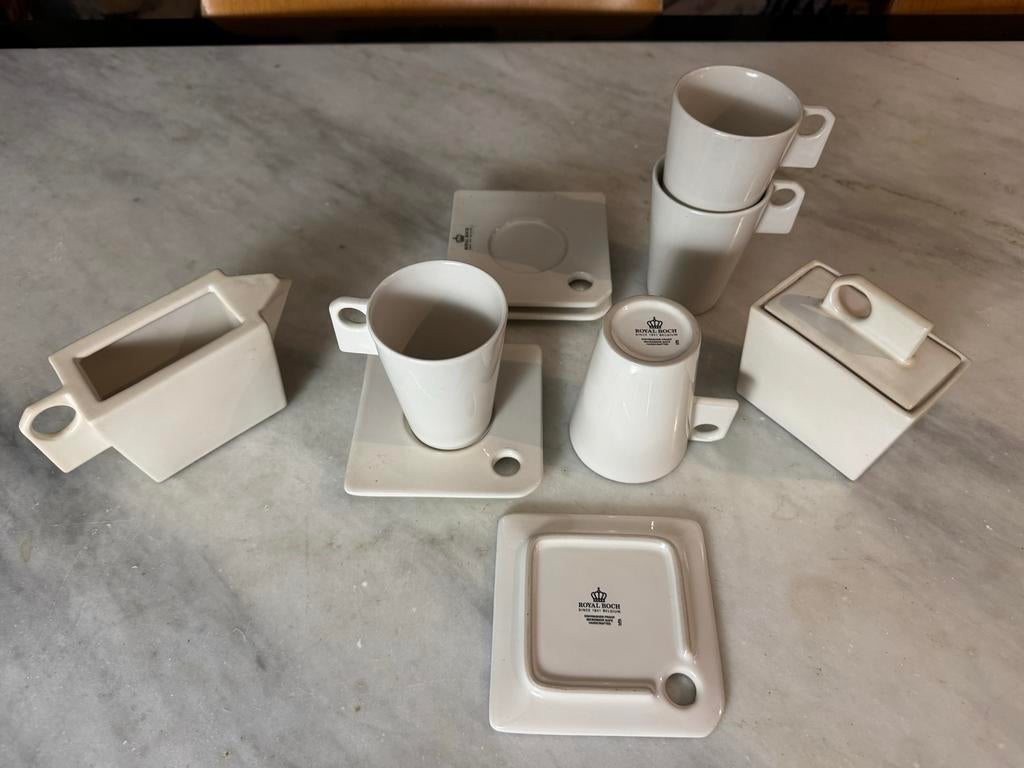 Royal Boch koffieservies - complete design set 4 personen, Keramiek, Ophalen of Verzenden, Zo goed als nieuw, Effen