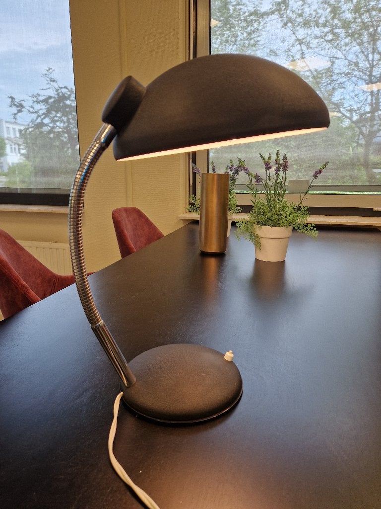 ✅ Bauhaus bureaulamp jaren 60 schwanenhals E27 vintage, Bureaulamp, Gebruikt, Overige merken, Vintage
