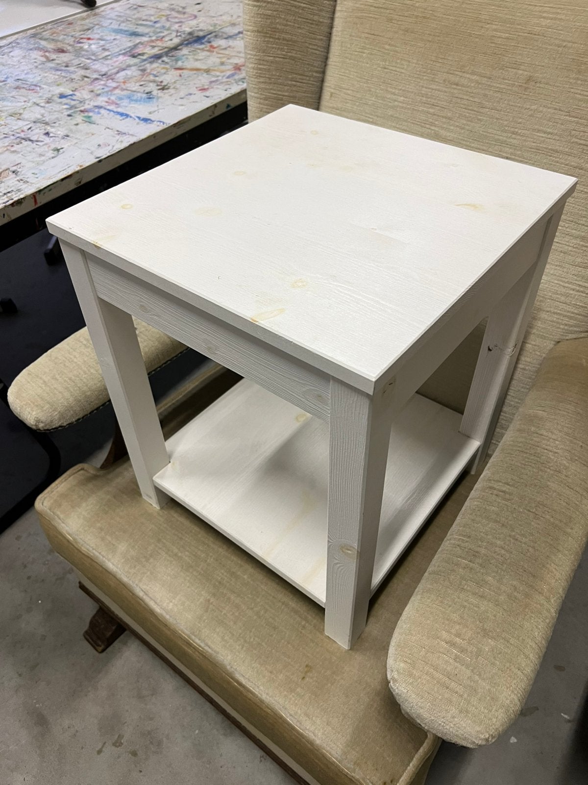 Design WOOOD Freddo Houten Bijzettafel Salontafel Wit Grenen, 47 cm, Wit, Hout, Ophalen of Verzenden