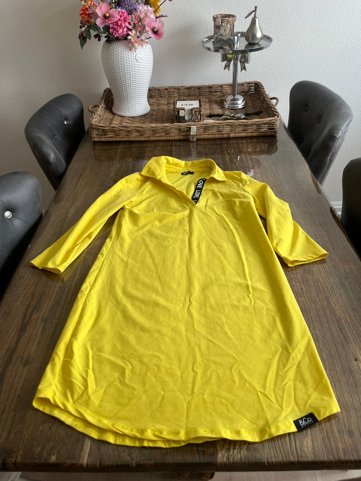 &co woman travelstof jurk maat s geel als nieuw, Kleding | Dames, Jurken, Maat 38/40 (M), Geel, Ophalen of Verzenden, Zo goed als nieuw