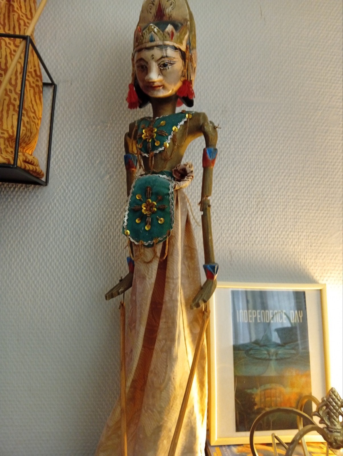Vintage Wayang Golek pop uit Indonesië, Hout, Bruin, Ophalen of Verzenden, Indonesië