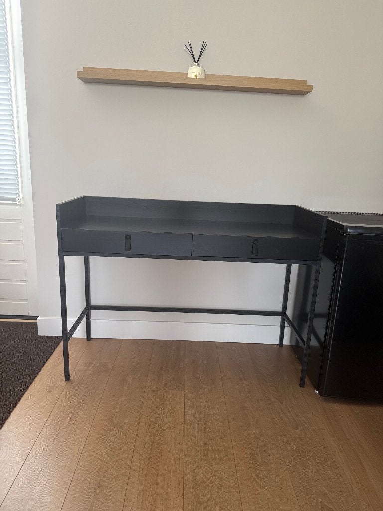 Sidetable bureau zwart met 2 laden, Ophalen, Zwart, 120 cm, 43 cm