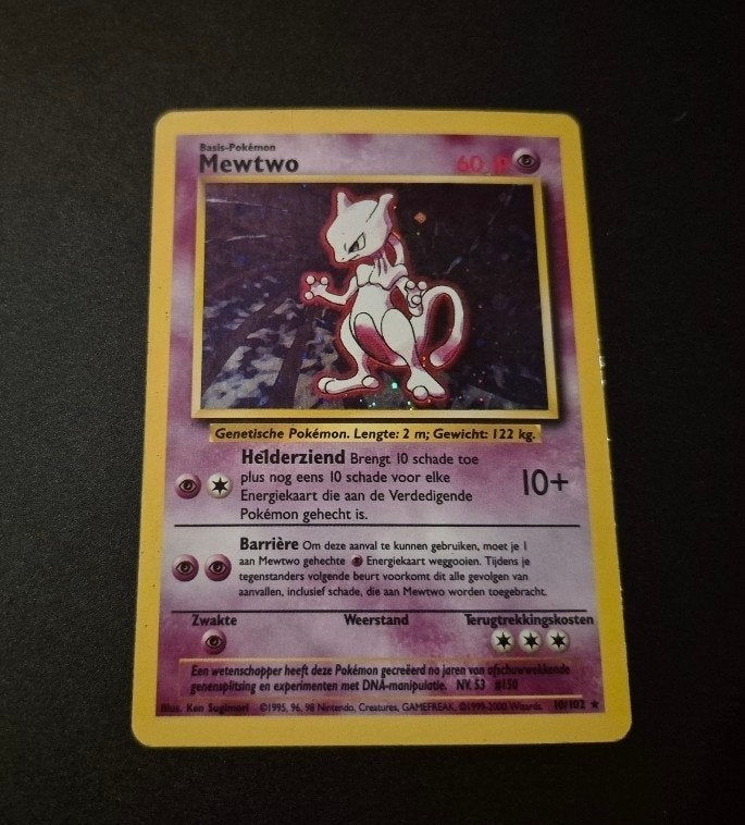 Mewtwo Pokémon kaart (10/102) - Base Set, Ophalen of Verzenden, Gebruikt, Losse kaart
