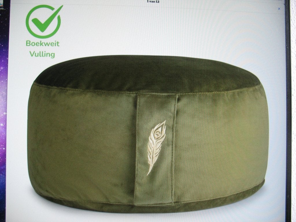 Meditatie Yoga Zit Vloer Kussen Groen velvet Dubbel Gestikt, Ophalen, Nieuw
