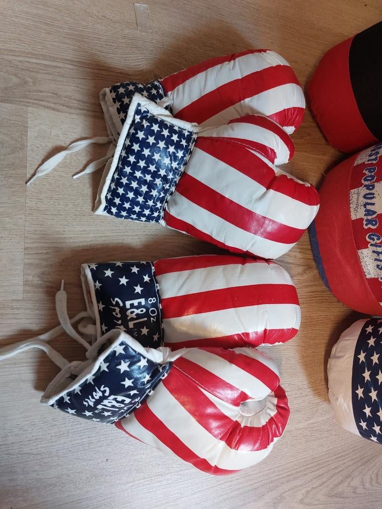 3x bokszak met handschoenen 🥊 boksen, Ophalen of Verzenden, Gebruikt, Bokszak