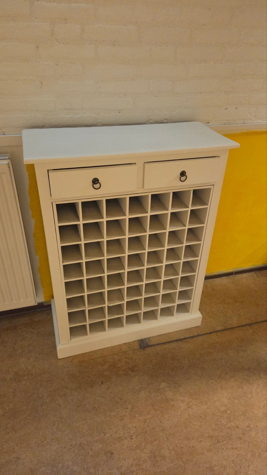 Wijnkastje met lades - Crème wit, Ophalen, Gebruikt, 25 flessen of meer, 75 – 100