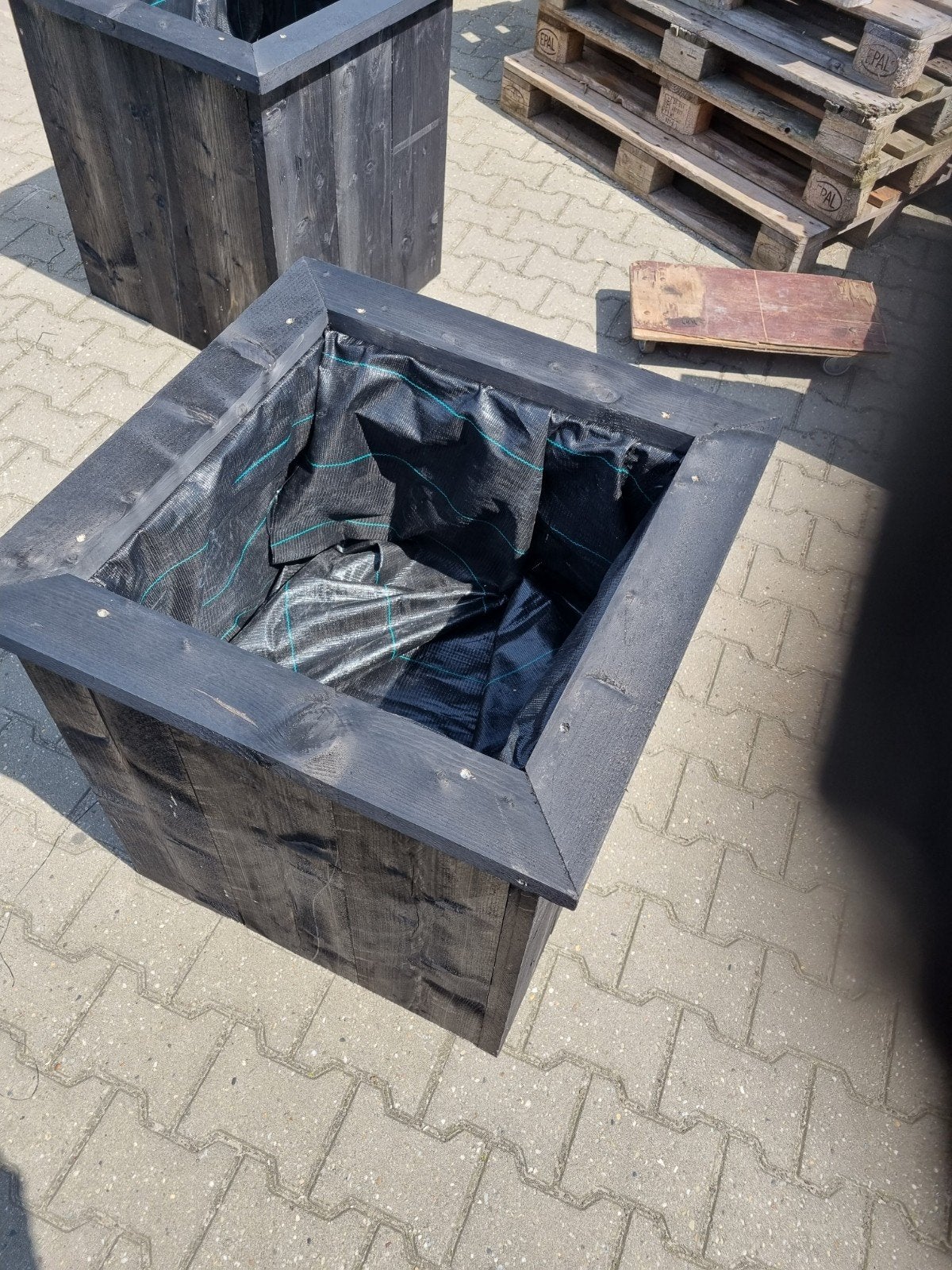 bloembakken zwart hout, Tuin en Terras, Ophalen of Verzenden