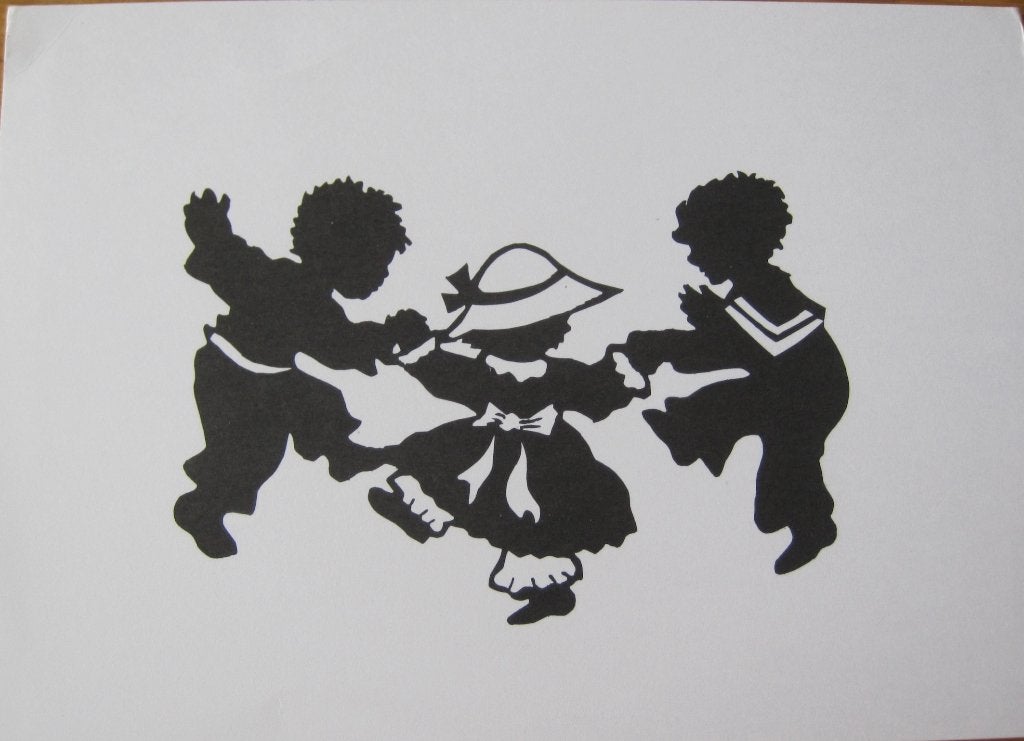 Knipwerk - knipkunst op ansichtkaart - dansende kinderen, Ophalen of Verzenden, 1980 tot heden, Ongelopen, Kinderen