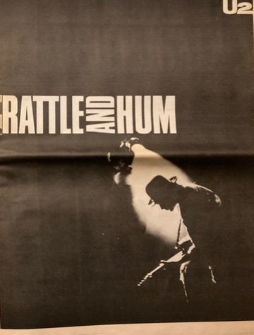 Paginagrote advertentie A3 U2 Rattle And Hum release, Ophalen of Verzenden, Gebruikt