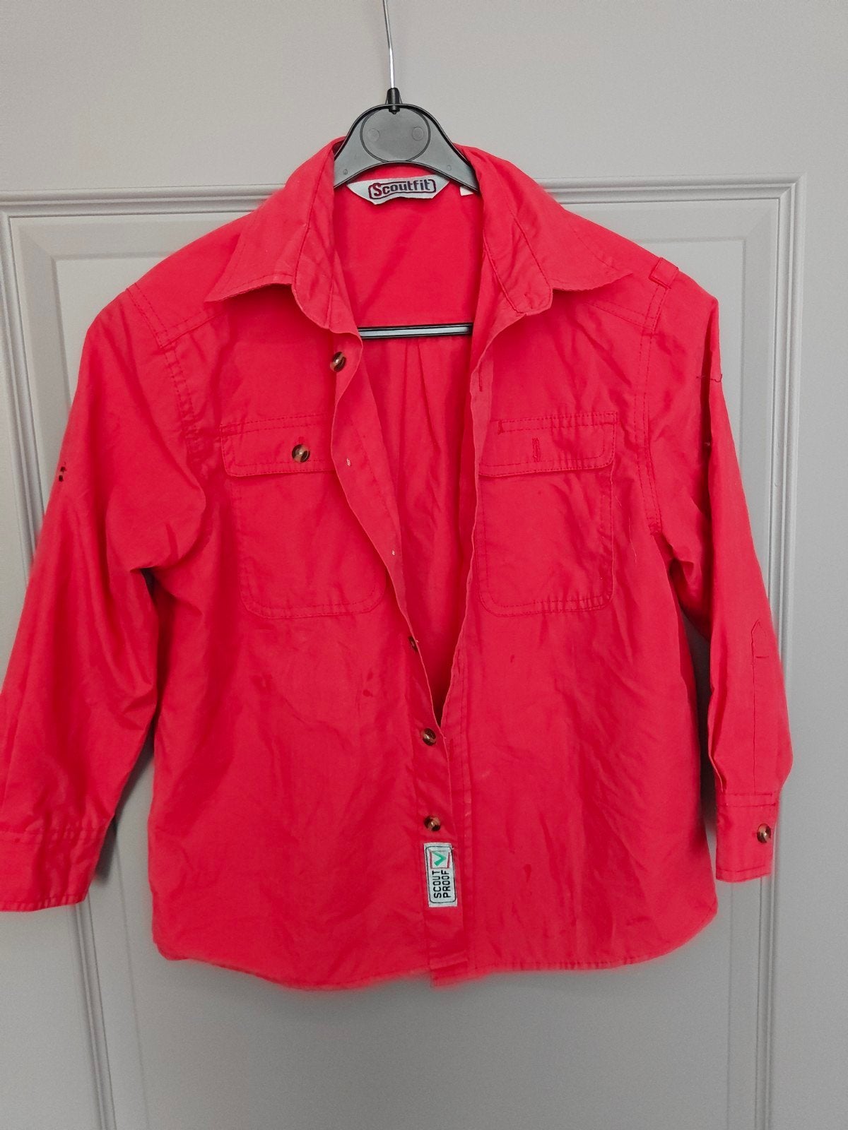 Scoutfit scouting blouse bevers Rood Overhemd Maat 134, Ophalen of Verzenden, Gebruikt, Kleding