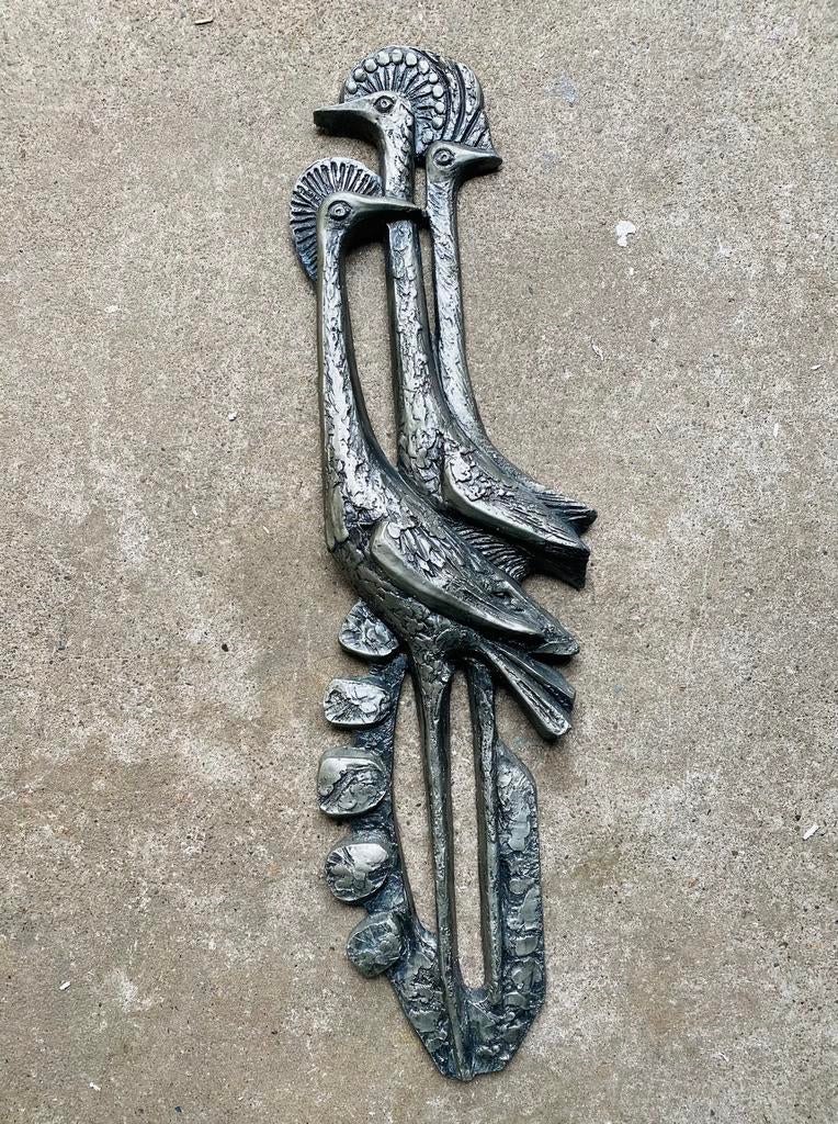 Kraanvogels wandsculptuur Ars Munda , jaren 70, Wandsculptuur, Gebruikt, Duitsland, 30 cm