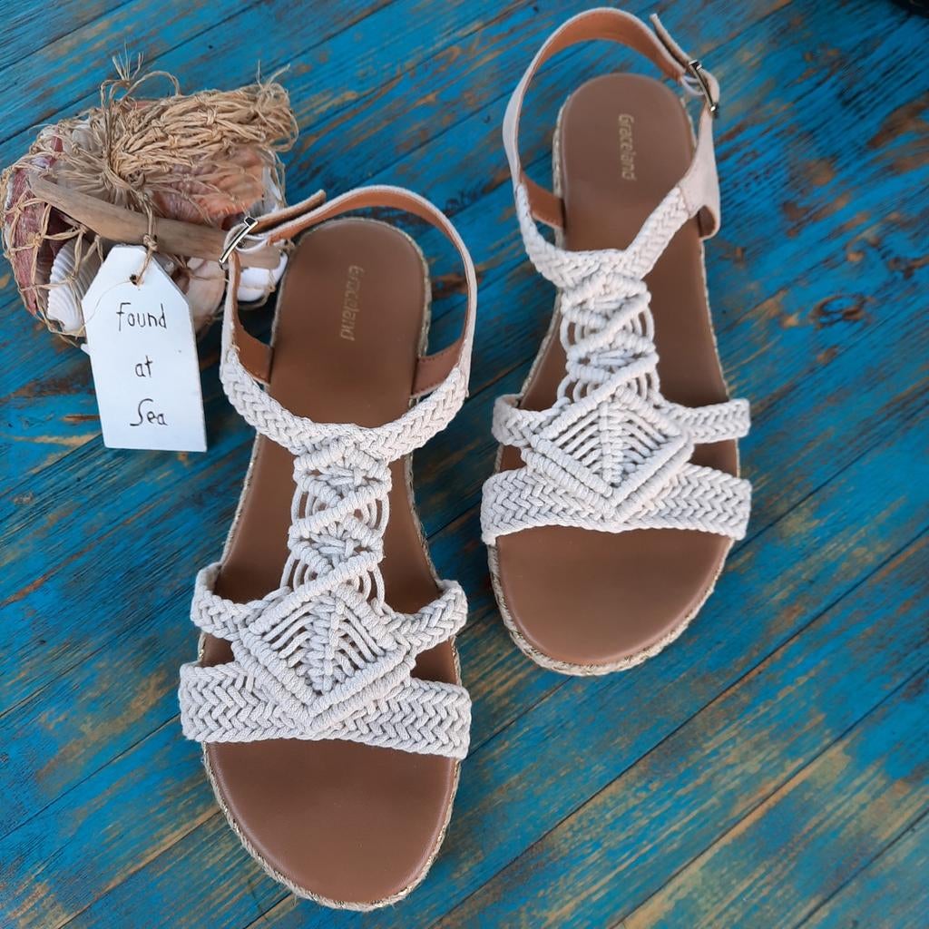 Graceland Macramé/ Ibiza Sandalen - Beige maat 42, Beige, Nieuw, Graceland, Sandalen of Muiltjes