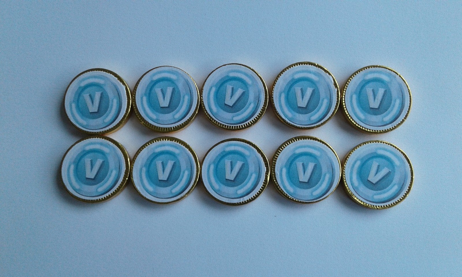 Set van 10 Fortnite traktatie chocolademunten, Ophalen of Verzenden, Nieuw, Versiering, Verjaardag