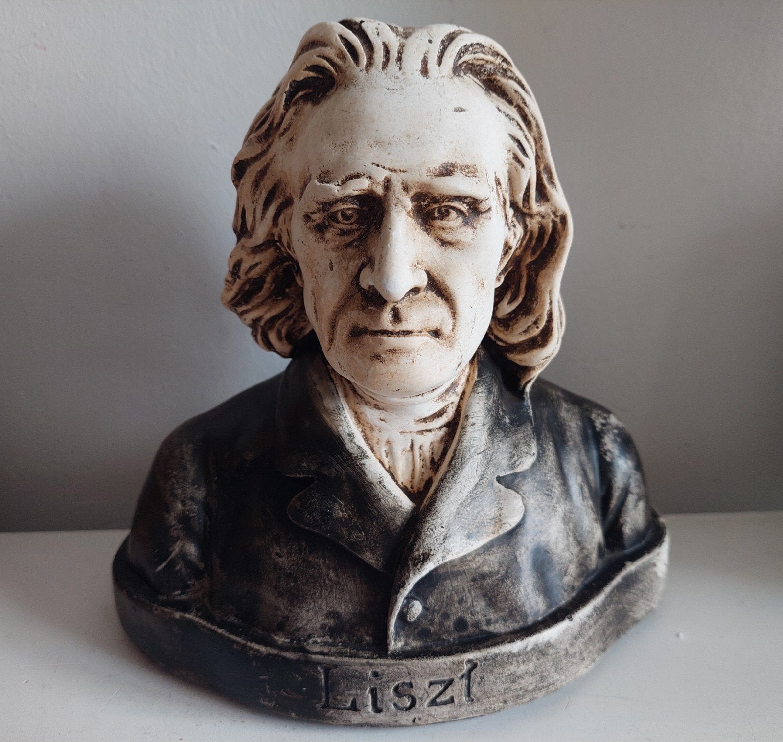 Vintage Buste van Franz Liszt - Componist, Buste, Ophalen of Verzenden, Steen of Keramiek, Meerkleurig