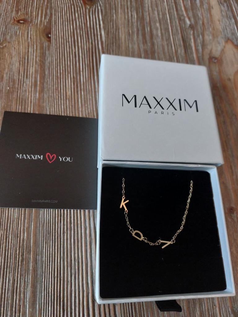 Maxxim Paris Gouden Ketting met Initialen 'K', 'D' en 'V', Sieraden, Tassen en Uiterlijk, Kettingen, Ophalen of Verzenden, Nieuw