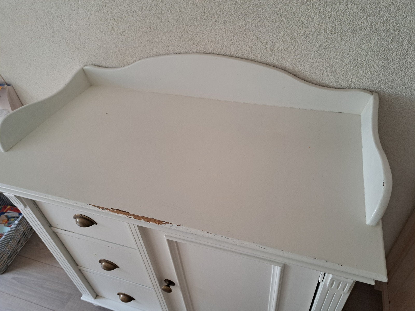 Witte commode met lades en kastje, Gebruikt, 50 tot 70 cm, Ophalen of Verzenden, 100 cm of meer