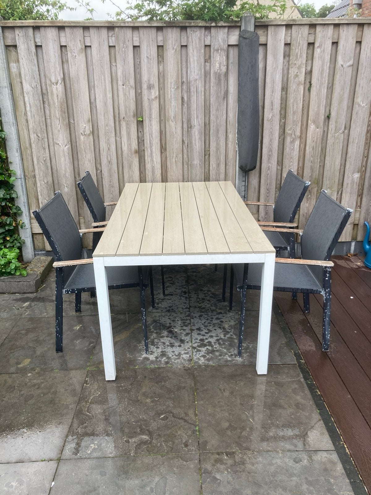 Aluminium tuintafel, Tuin en Terras, Ophalen, 4 zitplaatsen, Gebruikt, Eettafel