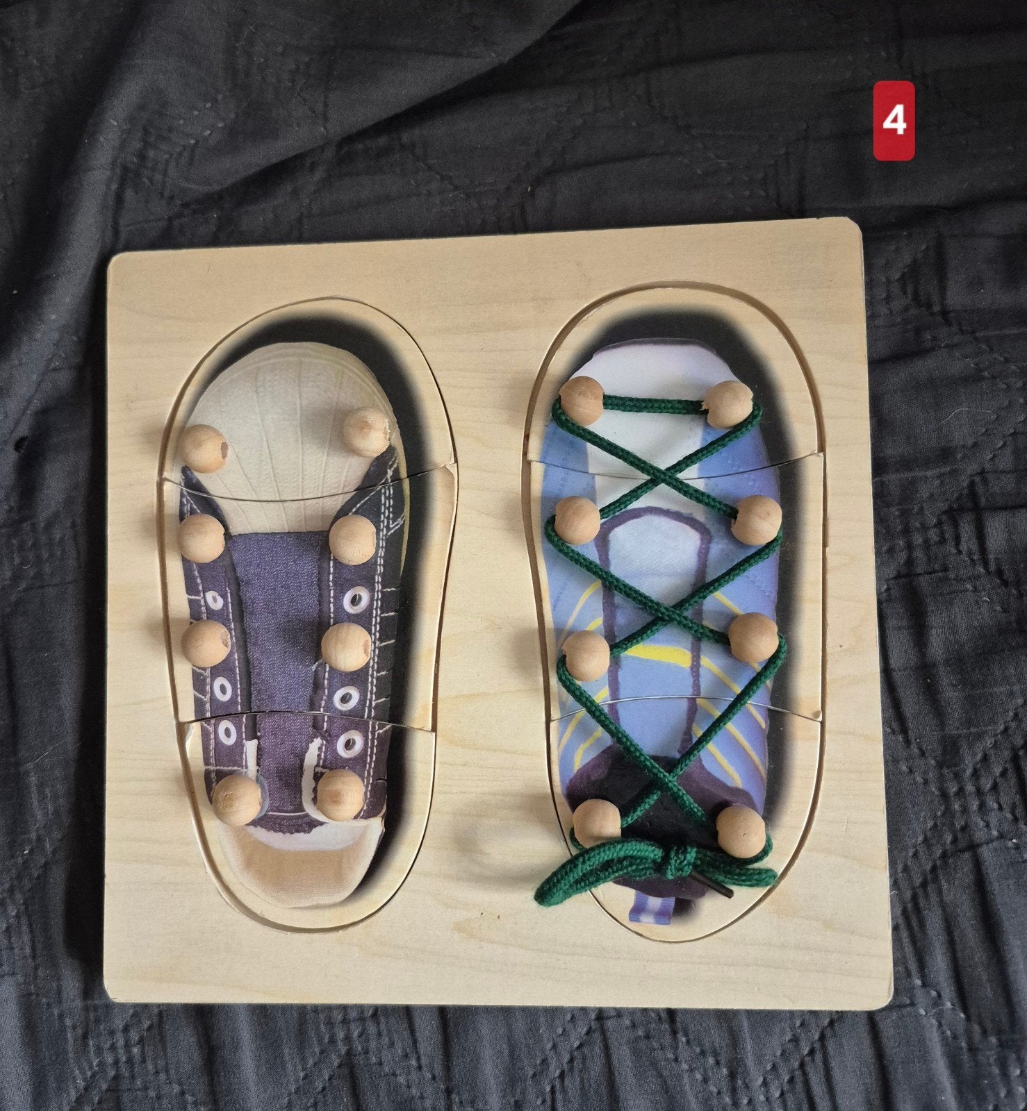 Houten veterschoen puzzel - Leer veters strikken, Ophalen, Gebruikt, Knutselen