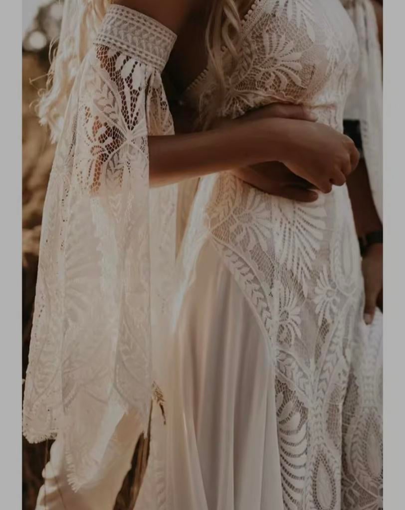 Prachtige bohemian trouwjurk NIEUW maat 40 / L, Kleding | Dames, Ophalen, Nieuw, Wit, Trouwjurk