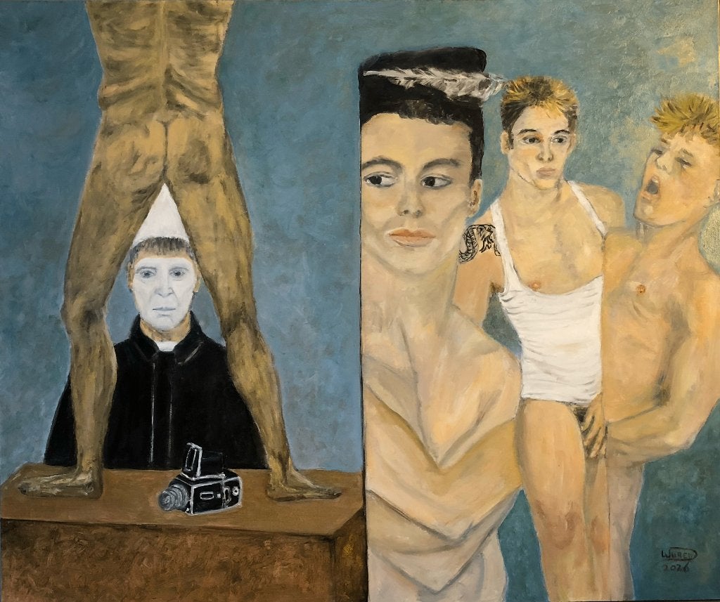 Hommage aan Erwin Olaf, Figuren, Handgeschilderd, Ophalen of Verzenden, Olieverf