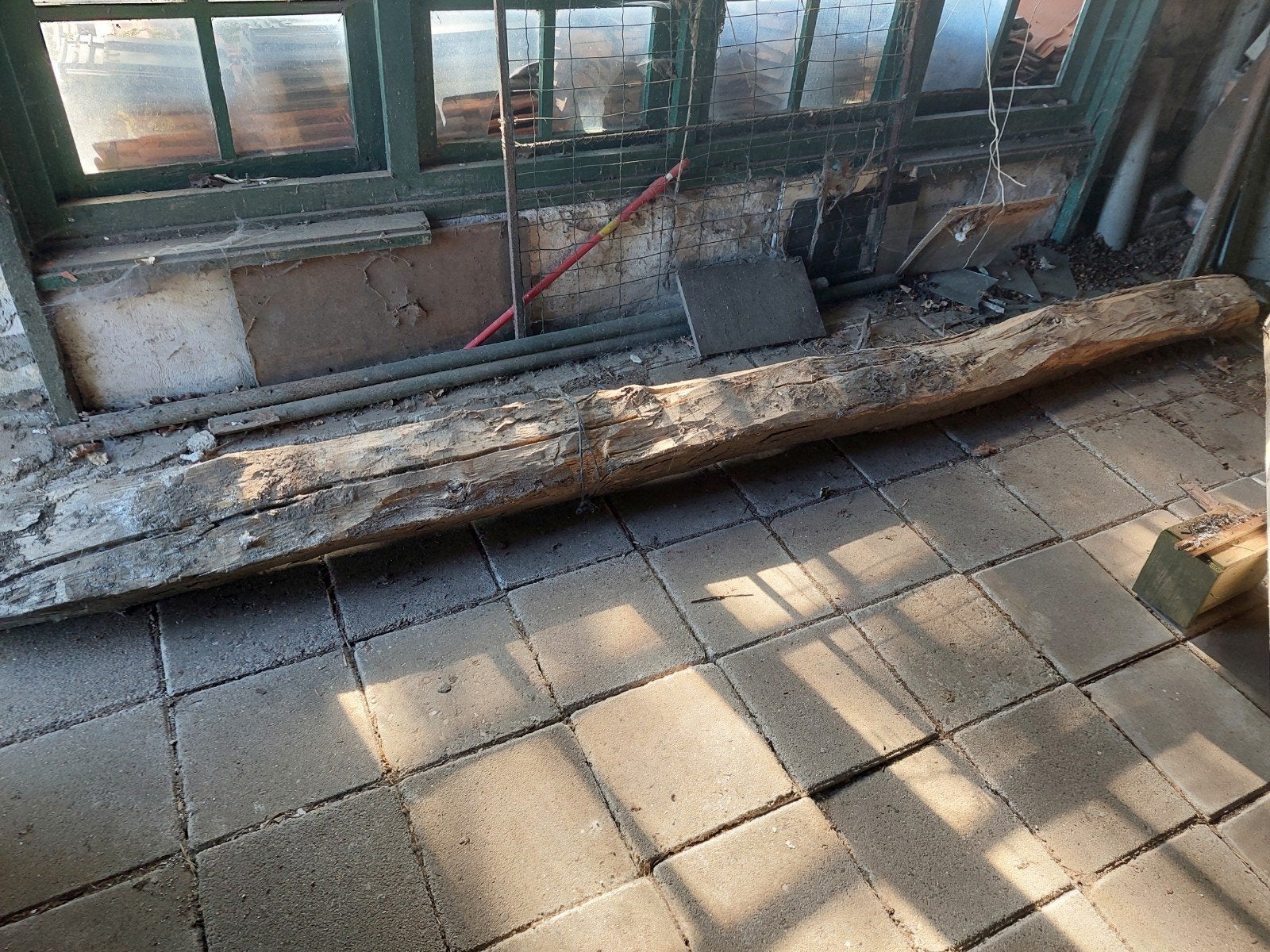 Oude houten balk, 3.40m lang, ca. 15-20cm dik, Ophalen, Gebruikt, Balk, Overige houtsoorten