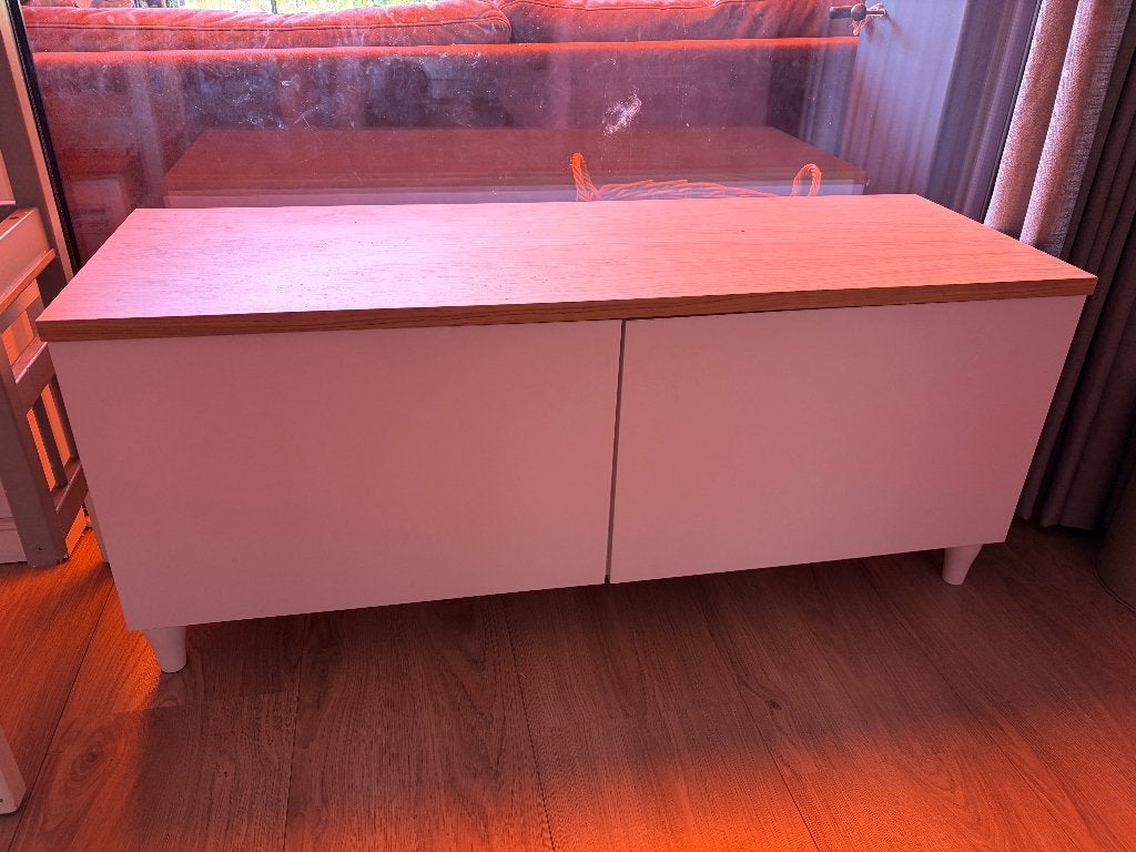Ikea Besta TV-meubel met twee planken, Ophalen, Gebruikt, 100 tot 150 cm, Minder dan 100 cm